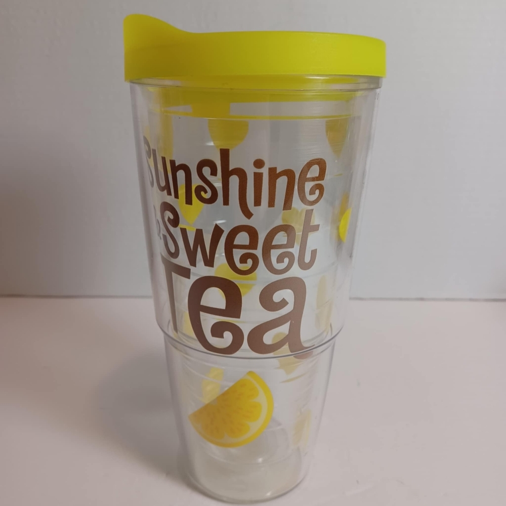 Tervis "Sunshine & Sweet Tea" Tumbler 24oz Dishwasher Safe Hot/Cold Drinks W/Lid